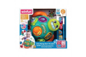 Húzható formaegyeztetős fa teknős - színes bébijáték