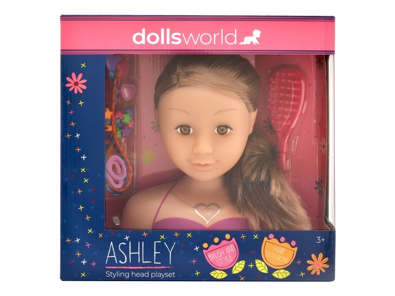 Fésülhető babafej Ashley - barna