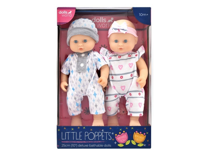 Fürdethető 25 cm ikerpár baba