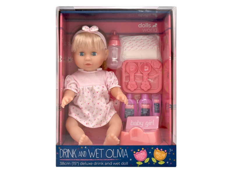 Olivia 38 cm fésülhető baba — iszik és pisil