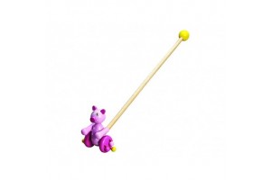 Fa tolóka malackával – fa babajáték