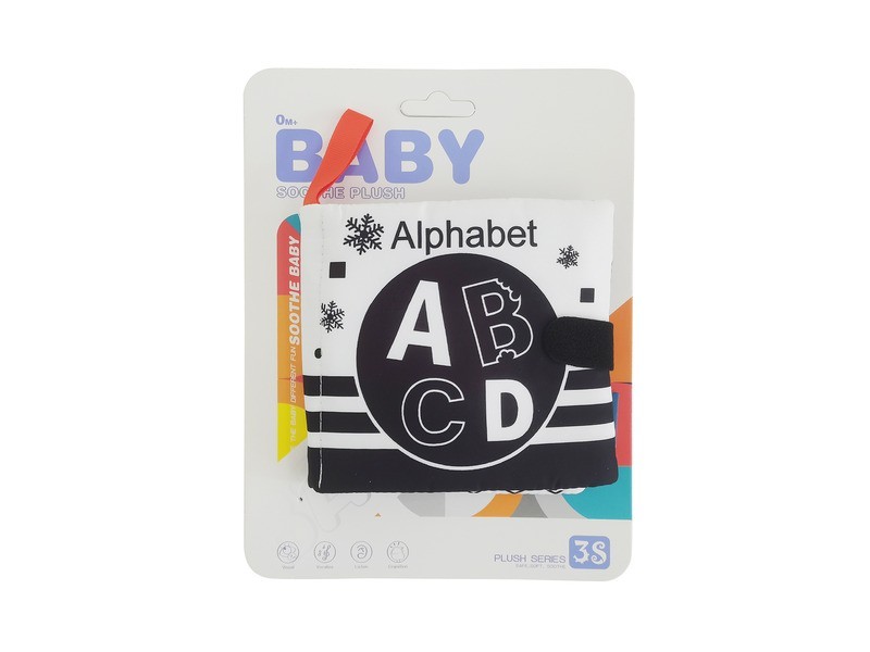 Textil mesekönyv fekete-fehér babáknak