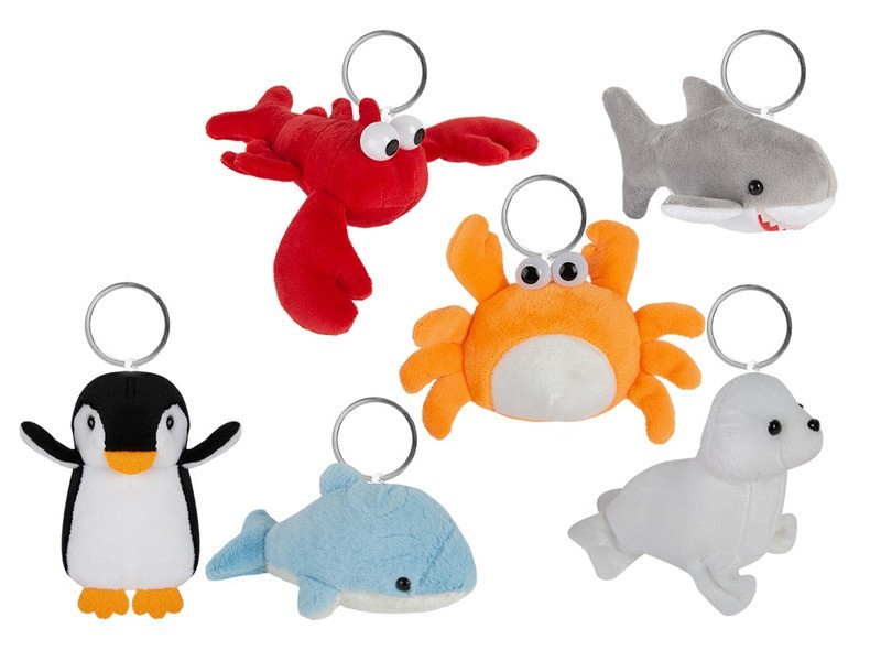 Plüss tengeri állat kulcstartó, 10 cm
