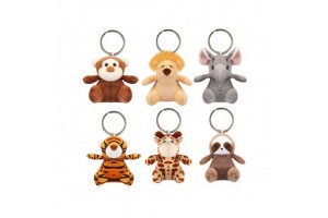 Plüss vadállatos kulcstartó 10 cm - 6 féle