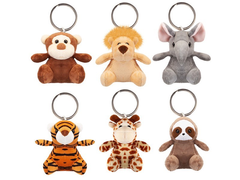 Plüss vadállatos kulcstartó 10 cm - 6 féle