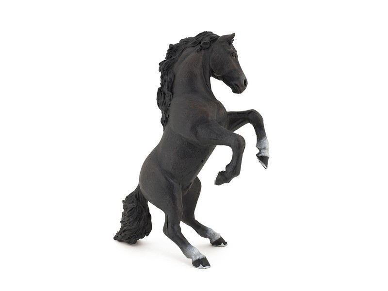 Ágaskodó fekete ló díszfigura