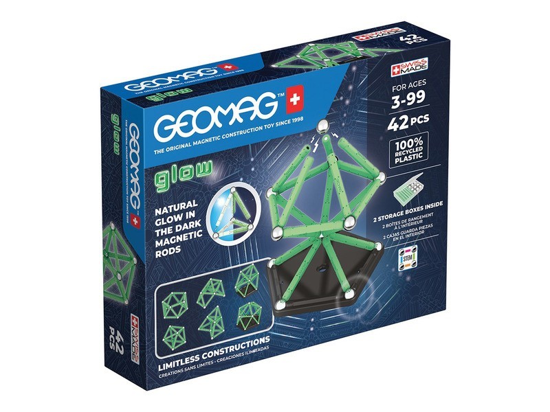 Geomag Glow Recycled 42 db - világító mágneses készlet