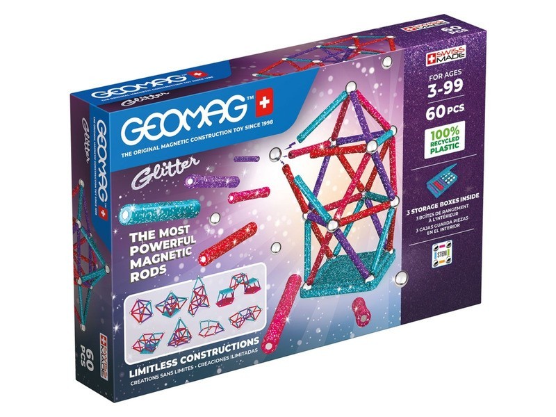 Geomag Glitter Recycled - 60 db, mágneses építőjáték