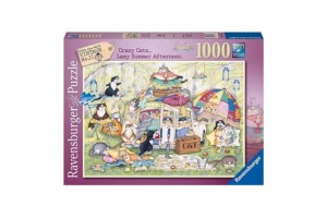 Puzzle 1000 db — Bolondos macskák, színes motívum