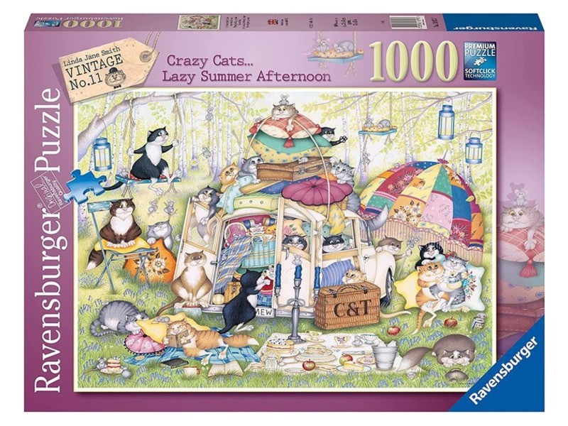 Puzzle 1000 db — Bolondos macskák, színes motívum