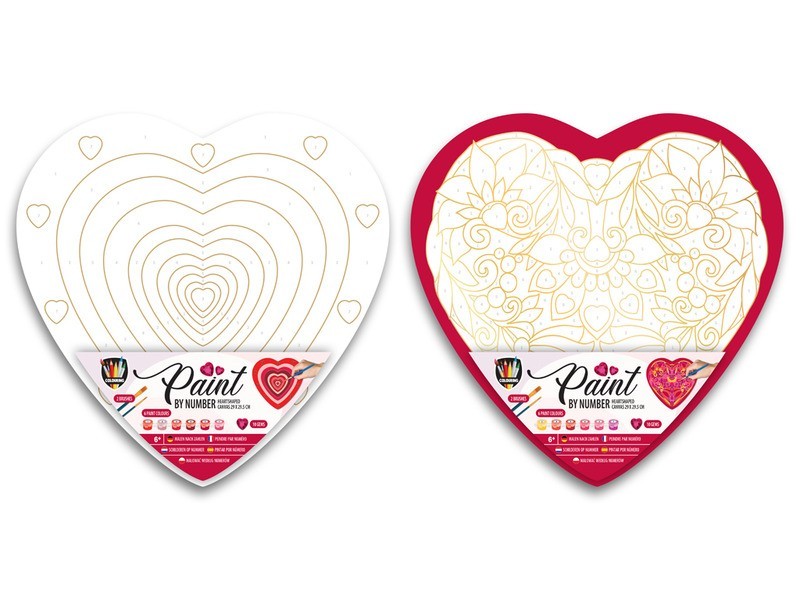 Szív alakú számfestés vászon 29x29 cm