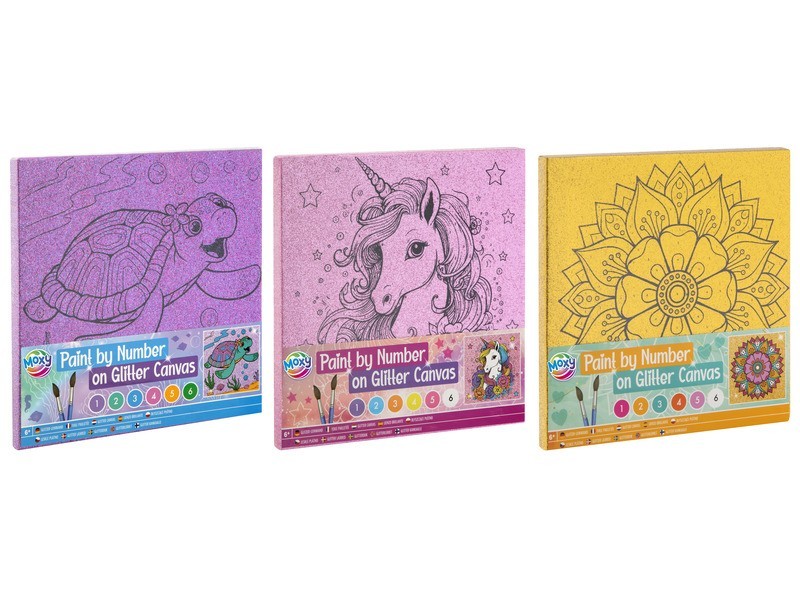 Fess számok szerint csillogós vászon 25x25 cm