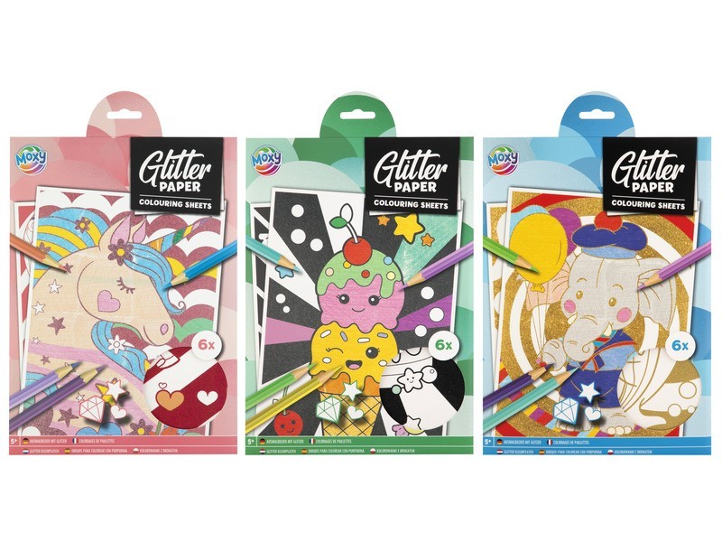 Csillogós kifestő A4 — 6 lap (3 féle)