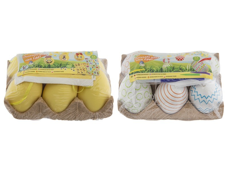 Húsvéti tojásdíszítő szett — 6 tojás, matricák (2-féle)