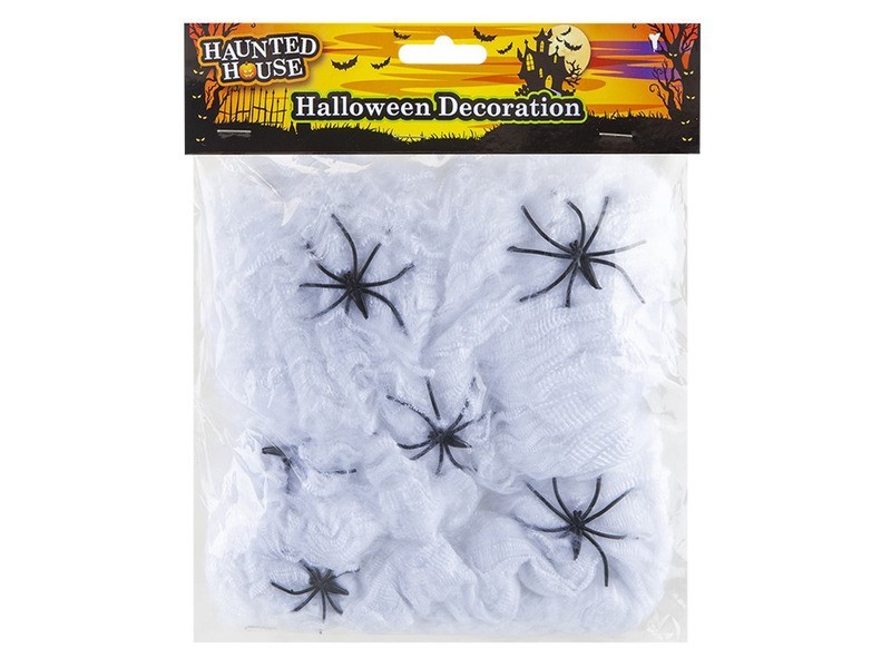 Nagy pókháló 6 pókkal - Halloween dekoráció