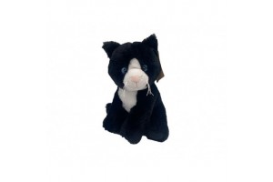 Plüss cica (fekete, 20 cm)