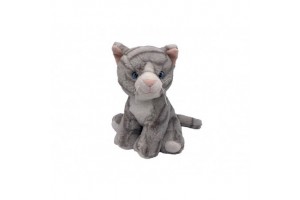 Szürke plüss cica, 20 cm