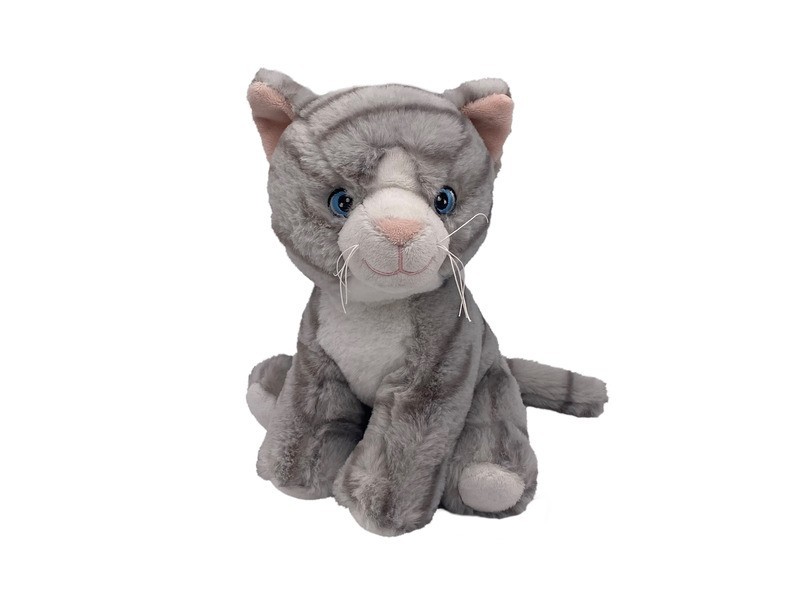 Szürke plüss cica, 20 cm