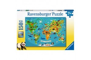 Puzzle 150 db - Állatos világtérkép