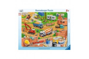 Puzzle 12 db - Munka az építkezésben - gyerek játék