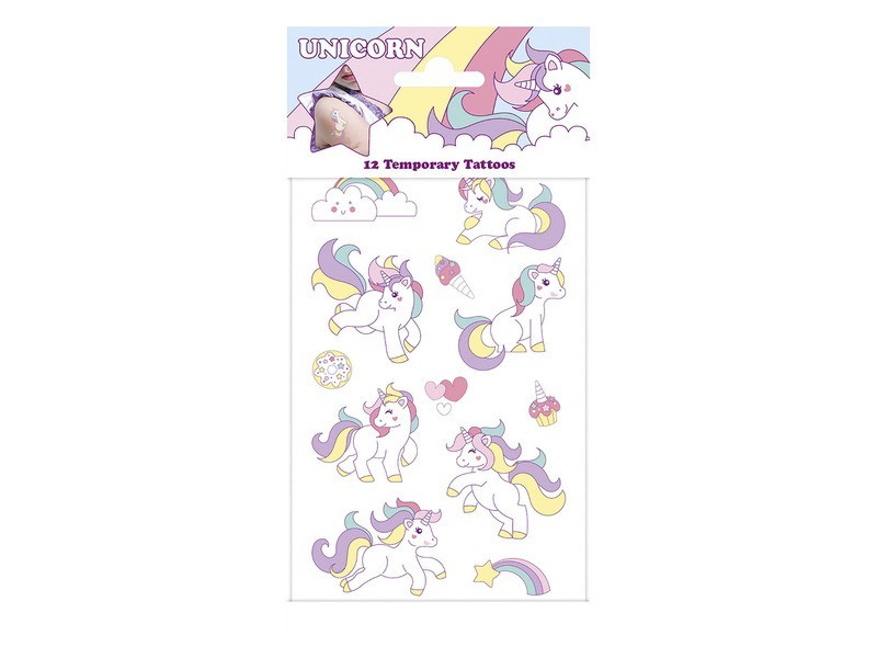 Unikornis tetoválás — színes, ideiglenes minta