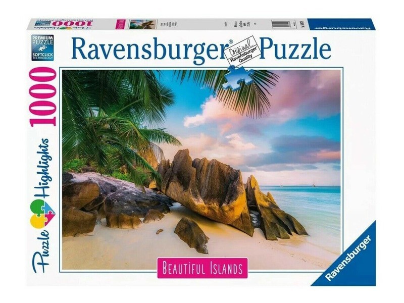 Puzzle 1000 db - Seychelles tengerparti panoráma