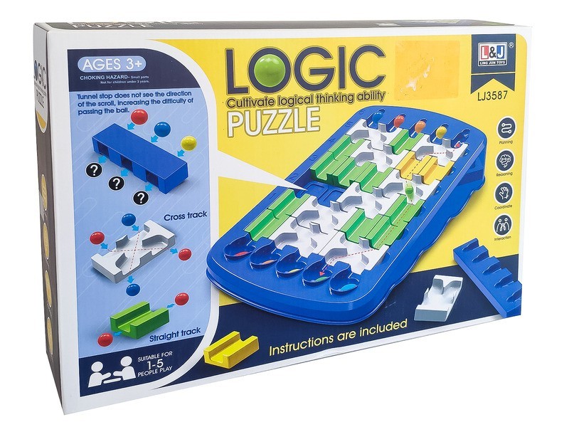 Golyócsúszda logikai játék - színes pályák