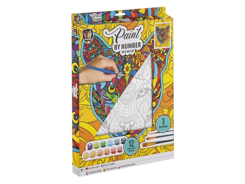 Fess számok szerint tigris 30x40 cm, 12 festék