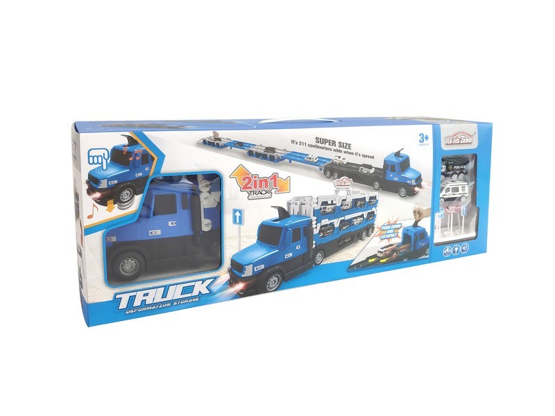 Rendőr teherautó két fém autóval — zenél és világít