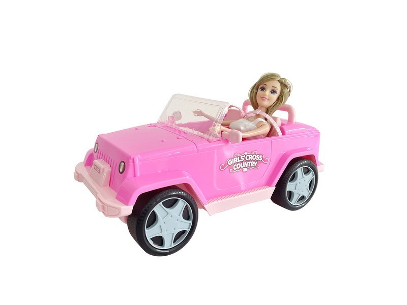 Rózsaszín 30 cm játékautó babával