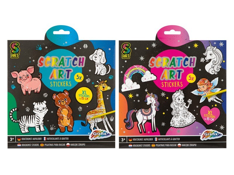 Képkarcoló matricák 5 db – kaparó tollal