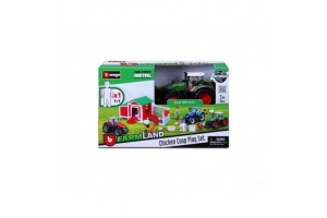 Bburago 10 cm traktor csirkeóllal és kerítéssel