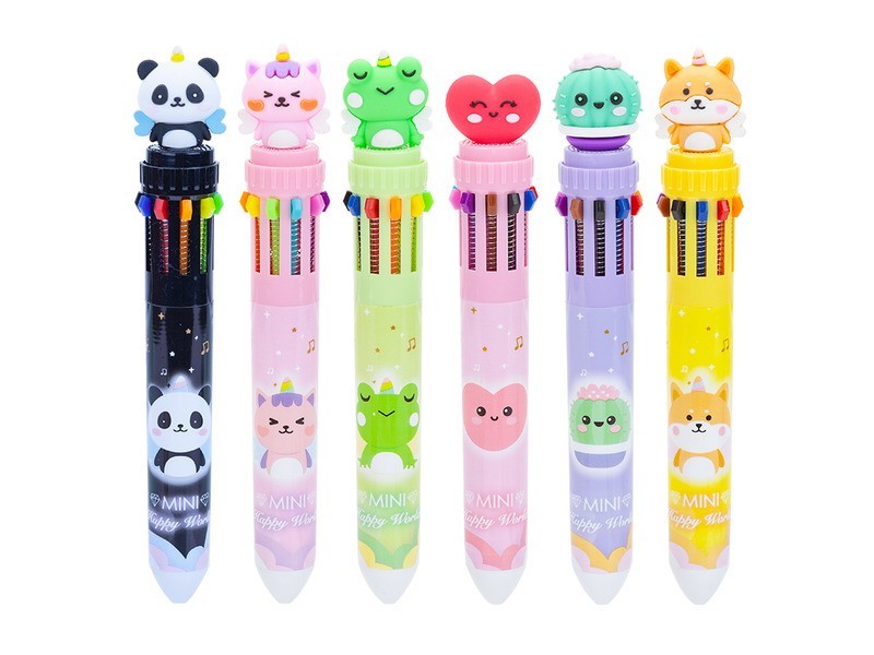 10 színű állatos golyóstoll - 6 féle minta