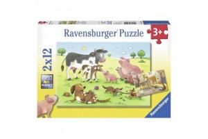 Boldog állatcsaládok – 2×12 darabos puzzle