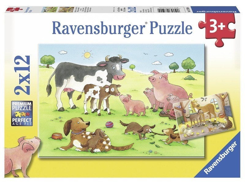 Boldog állatcsaládok – 2×12 darabos puzzle