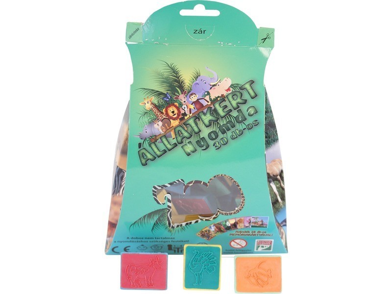 Állatkert 30 darabos nyomdakészlet – állatos bélyegzők