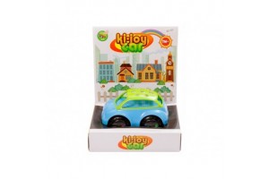 Készségfejlesztő bébi kisautó kék-zöld 13 cm