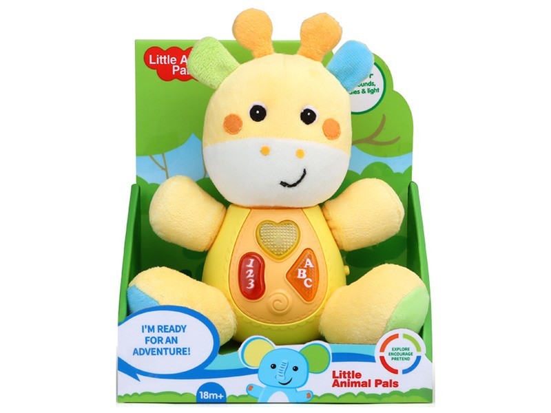 Zenélő világító altató zsiráf — plüss