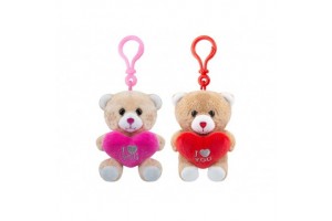 Szívecskés 10 cm plüss maci kulcstartó