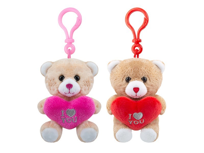 Szívecskés 10 cm plüss maci kulcstartó