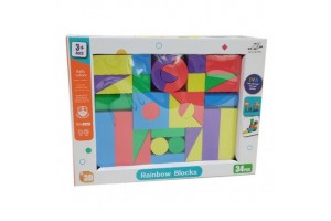 Szivacs építőkocka - 34 db, színes kockák