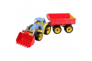 Műanyag traktor utánfutóval (65 cm)