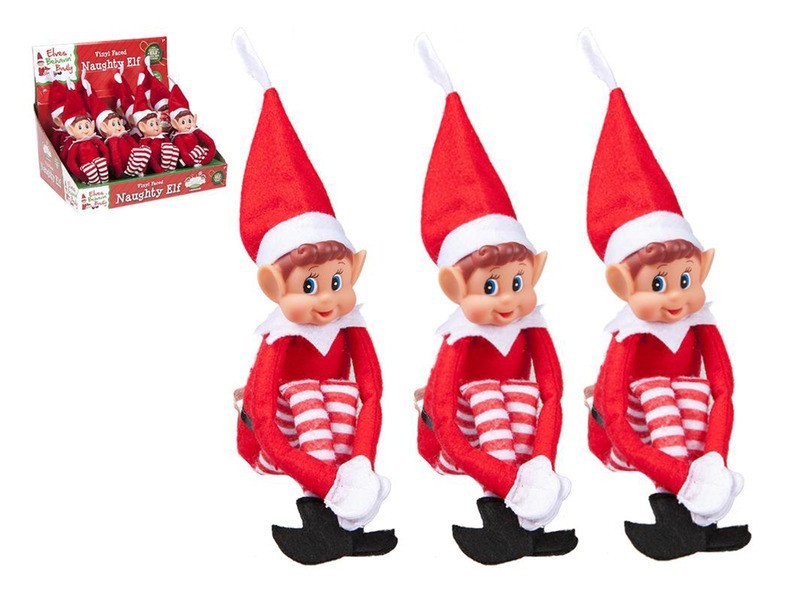 Karácsonyi manó 30 cm - ünnepi dísz, plüss figura