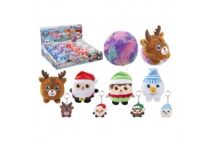 Karácsonyi kifordítható plüssgolyó, 9 cm