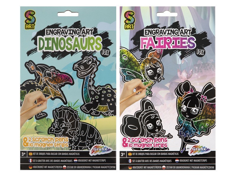 Grafix képkarcoló mágnesek - Tündér és Dinó, 10 db