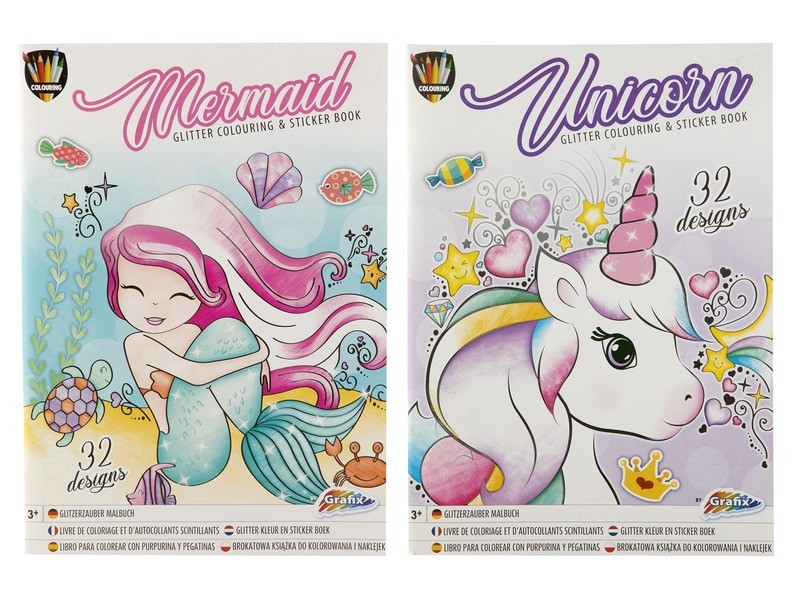 Grafix A4 csillámos színező - 32 minta, 2 matricás ív