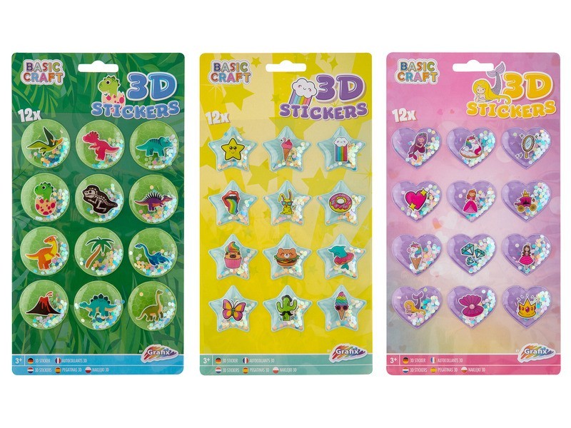 Grafix 3D csillámos matricák - 12 db, 3 féle