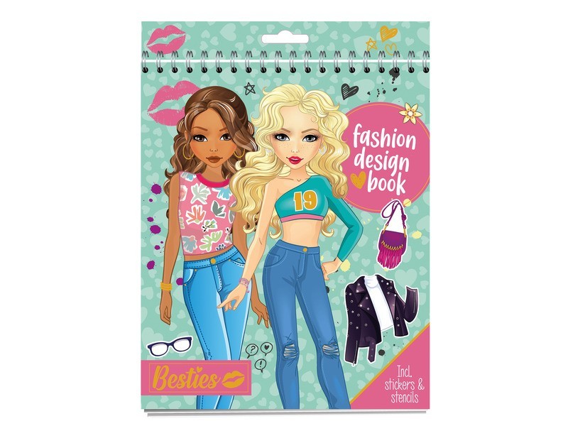 Besties divattervező füzet — 24x20 cm, matrica