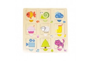 Állatos fa keretes 9 darabos puzzle – gyerekjáték