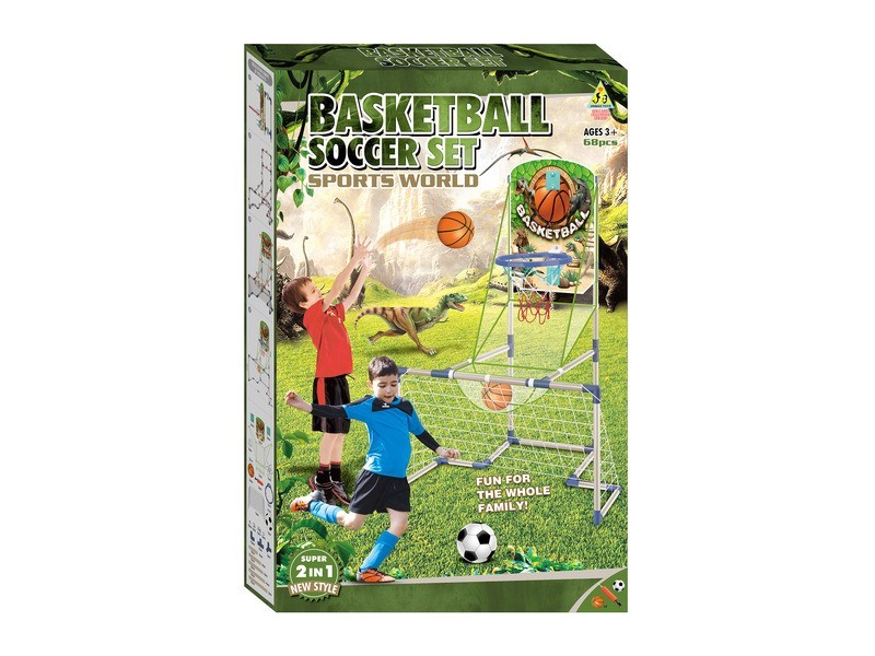 2IN1 focikapu és kosárpalánk labdákkal, pumpával